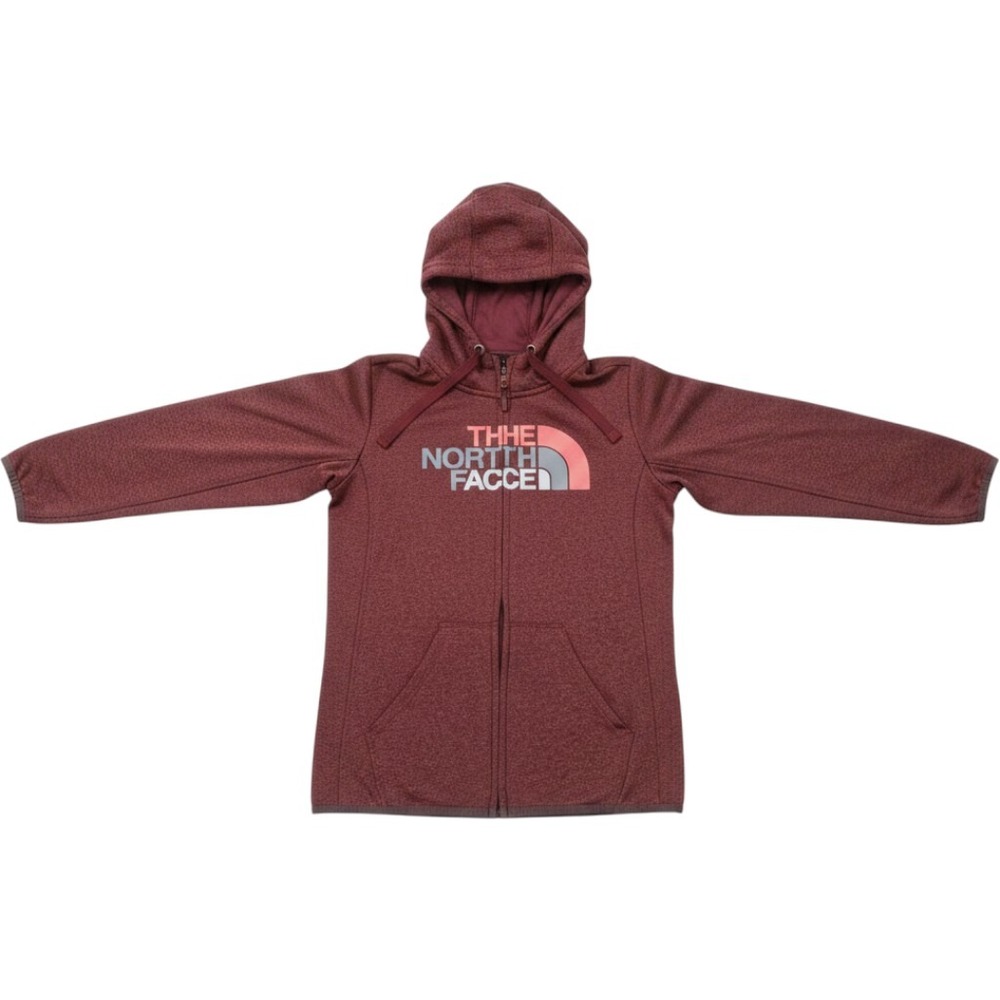 The North Face Full Zip Hoodie Women XS Burgundy Excellent Heathered Fleece
